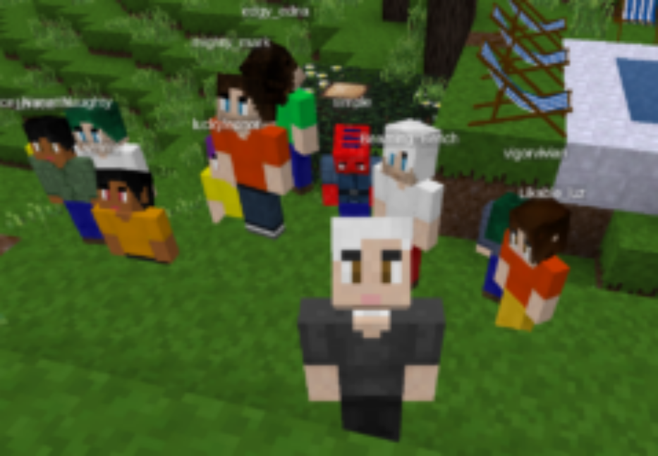 Ein Selfie in Minetest mit vielen Spielenden